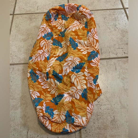 💜 Tropical Floral Print Tote Bag, Orange and Blue - Picture 6 of 9